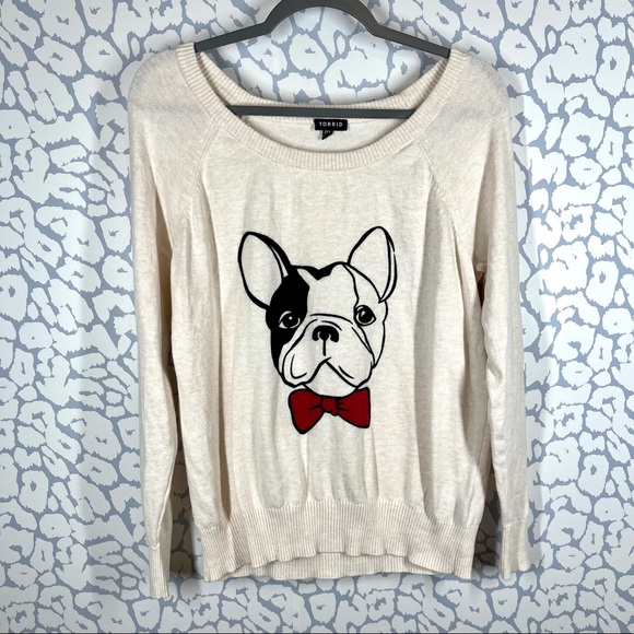 Torrid Beige Frenchie Sweatshirt Sweater 00 - Picture 4 of 9